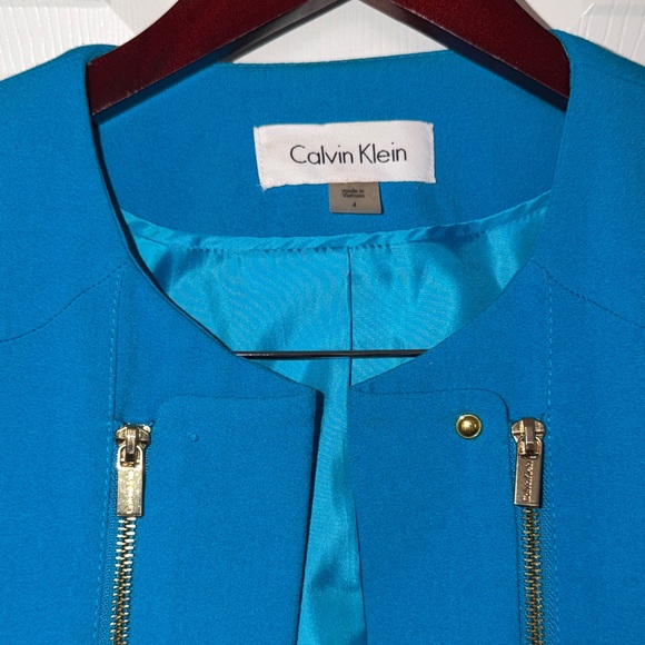 Calvin Klein Vibrant Blue Blazer with Gold Accents - Picture 2 of 3